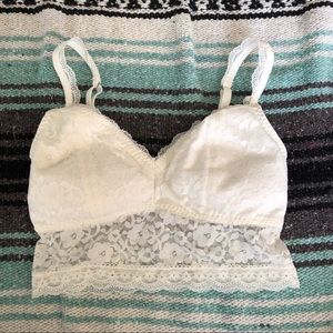 Hollister Off White Lace Longline Padded Bralette